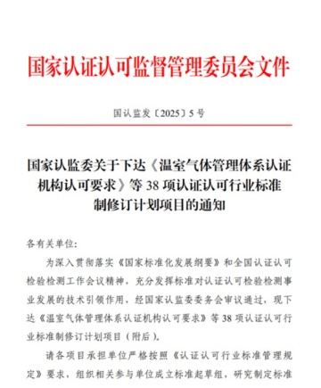 中環聯合申請的《溫室氣體管理數智化系統評價指南》認證認可行業標準通過立項評審